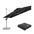 PURPLE LEAF Square Cantilever Umbrella with Base, Outdoor Umbrellas with Lights