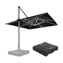 PURPLE LEAF Square Cantilever Umbrella with Base, Outdoor Umbrellas with Lights