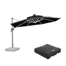 PURPLE LEAF Round Cantilever Umbrella with Base, Outdoor Umbrellas with Lights