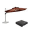 PURPLE LEAF Round Cantilever Umbrella with Base, Outdoor Umbrellas with Lights