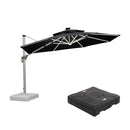 PURPLE LEAF Round Cantilever Umbrella with Base, Outdoor Umbrellas with Lights