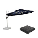 PURPLE LEAF Round Cantilever Umbrella with Base, Outdoor Umbrellas with Lights