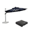 PURPLE LEAF Round Cantilever Umbrella with Base, Outdoor Umbrellas with Lights
