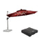 PURPLE LEAF Round Cantilever Umbrella with Base, Outdoor Umbrellas with Lights