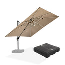 PURPLE LEAF Square Cantilever Umbrella with Base, Outdoor Umbrellas with Lights