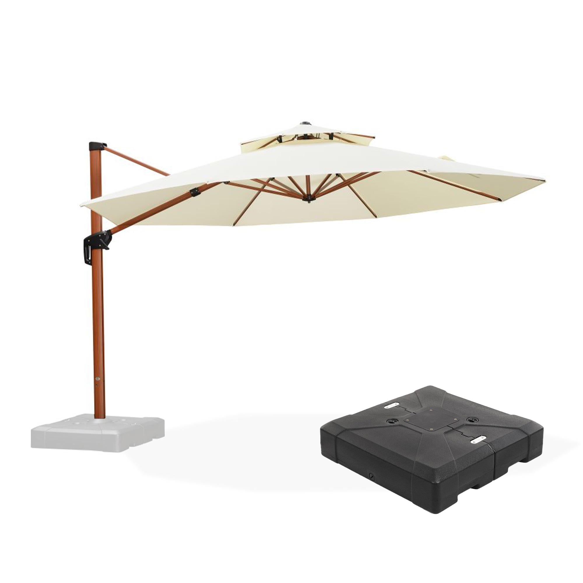 cream colored patio umbrella PURPLE LEAF Outdoor Garden Umbrella with Base, Cantilever Umbrellas in