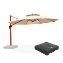PURPLE LEAF Outdoor Garden Umbrella with Base, Cantilever Umbrellas in Wood Color