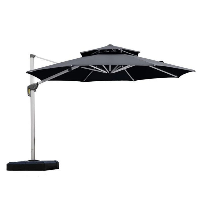 PURPLE LEAF Double Top 360 Degree Rotation 10 / 11 / 12 / 13 ft Round Outdoor Classic Umbrella