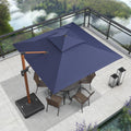 PURPLE LEAF Double Top 9 / 10 / 11 / 12 ft Square Aluminum Sun Umbrellas in Wood Color - Purple Leaf Garden