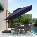 PURPLE LEAF Double Top 9 / 10 / 11 / 12 ft Square Aluminum Sun Umbrellas in Wood Color - Purple Leaf Garden