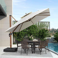 PURPLE LEAF Double Top 9 / 10 / 11 / 12 ft Square Aluminum Sun Umbrellas in Wood Color - Purple Leaf Garden