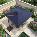 PURPLE LEAF Double Top 9 / 10 / 11 / 12 ft Square Aluminum Sun Umbrellas in Wood Color - Purple Leaf Garden