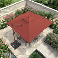 PURPLE LEAF Double Top 9 / 10 / 11 / 12 ft Square Aluminum Sun Umbrellas in Wood Color - Purple Leaf Garden