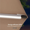 PURPLE LEAF SUNBRELLA Solar Cantilever Umbrella with Lights for Outdoor Patio