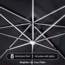 PURPLE LEAF SUNBRELLA Solar Cantilever Umbrella with Lights for Outdoor Patio