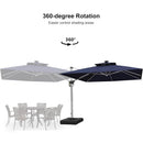 PURPLE LEAF Double Top 9 / 10 / 11 / 12 ft Square Outdoor Umbrellas with Lights - Purple Leaf Garden