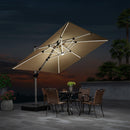 PURPLE LEAF Double Top 9 / 10 / 11 / 12 ft Square Outdoor Umbrellas with Lights - Purple Leaf Garden