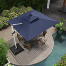 PURPLE LEAF Double Top 9 / 10 / 11 / 12 ft Square Outdoor Umbrellas with Lights - Purple Leaf Garden