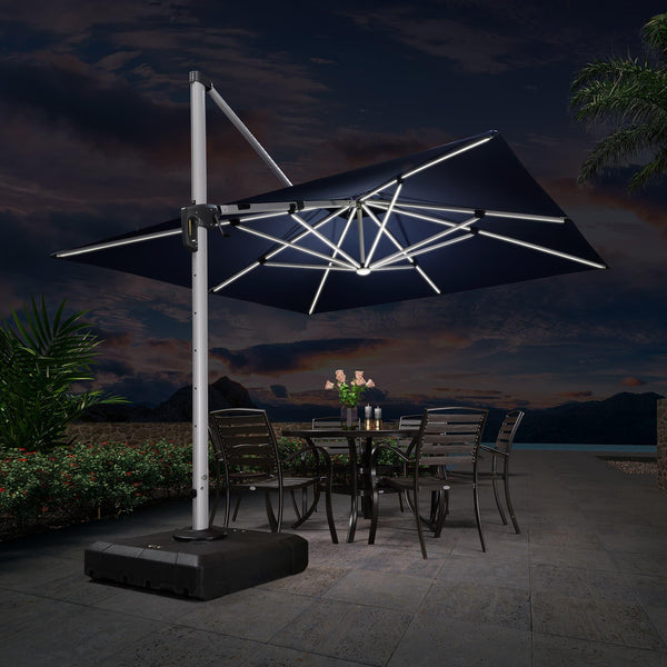 Open Box Square Patio Umbrella w/ Solar LED