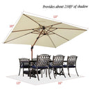 PURPLE LEAF 9 x 12 / 10 x 13 ft Rectangular Patio Umbrella Aluminum Cantilever Umbrella in Wood Color