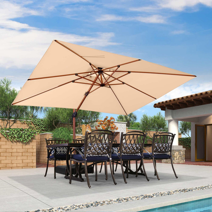 affordable wood pattern patio umbrella under $100