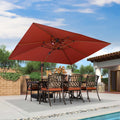 PURPLE LEAF Double Top 9 x 12 / 10 x 13 ft rectangle Aluminum Cantilever Umbrella in Wood Color - Purple Leaf Garden