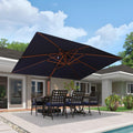 PURPLE LEAF Double Top 9 x 12 / 10 x 13 ft rectangle Aluminum Cantilever Umbrella in Wood Color - Purple Leaf Garden