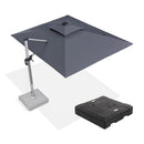 PURPLE LEAF Rectangular Cantilever Umbrella with Base, Outdoor Umbrellas with Lights