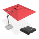 PURPLE LEAF Rectangular Cantilever Umbrella with Base, Outdoor Umbrellas with Lights