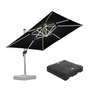 PURPLE LEAF Square Cantilever Umbrella with Base, Outdoor Umbrellas with Lights