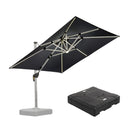 PURPLE LEAF Square Cantilever Umbrella with Base, Outdoor Umbrellas with Lights
