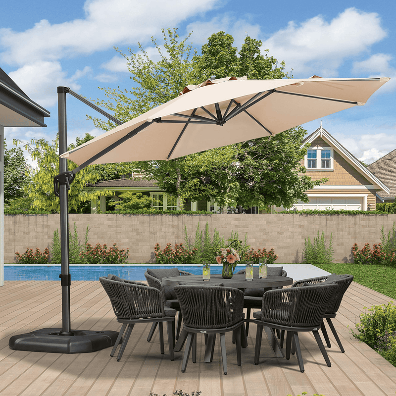 PURPLE LEAF Economical 10 / 11 ft Patio Offset Umbrellas - Purple Leaf Garden