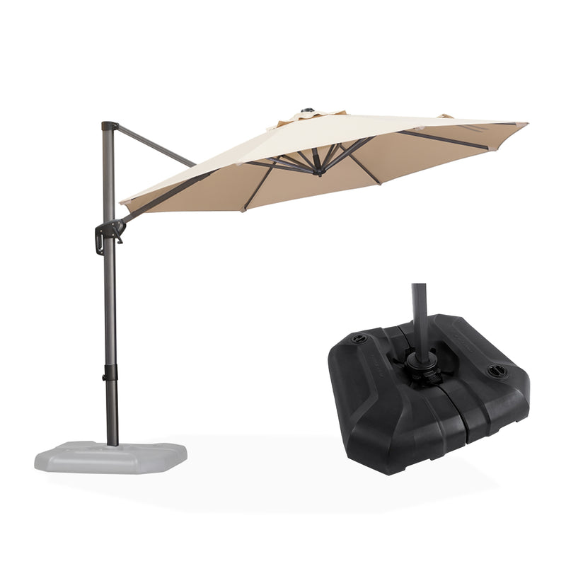 PURPLE LEAF Affordable Outdoor Umbrella with Base, Round Cantilever Umbrella for Garden