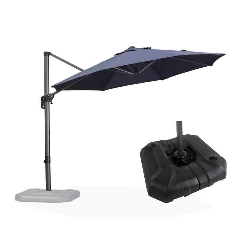 PURPLE LEAF Affordable Outdoor Umbrella with Base, Round Cantilever Umbrella for Garden