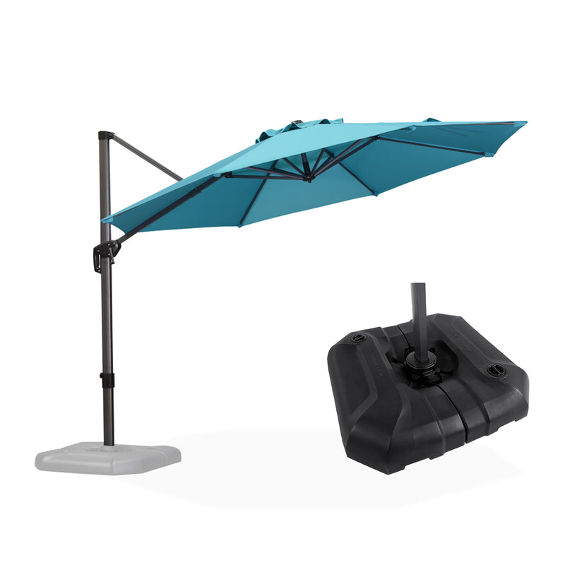 PURPLE LEAF Affordable Outdoor Umbrella with Base, Round Cantilever Umbrella for Garden