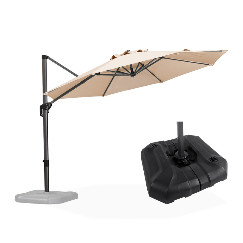 PURPLE LEAF Affordable Outdoor Umbrella with Base, Round Cantilever Umbrella for Garden