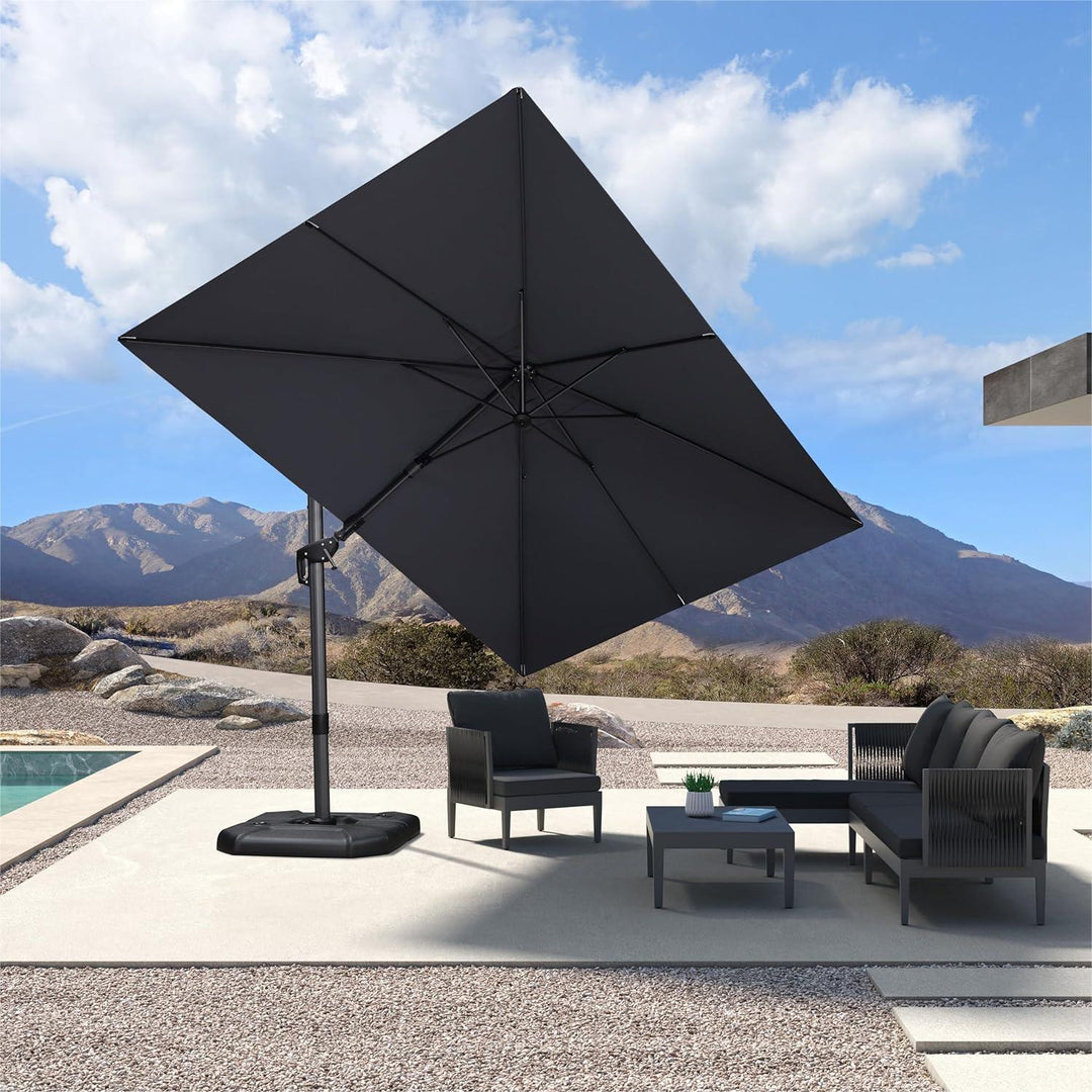 6 square cantilever patio umbrella Mojia with Cross Base and Cover Included With its 360 rotation and 6 adjustable tilt angles 6.5x10 ft Cantilever Patio Umbrella