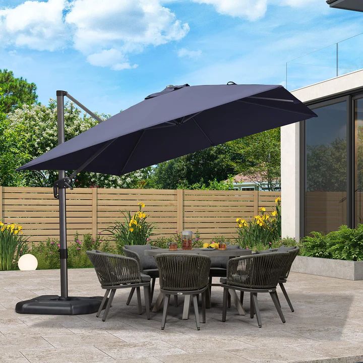 PURPLE LEAF Affordable Patio Umbrella with Base, Square and Rectangular Outdoor Umbrella