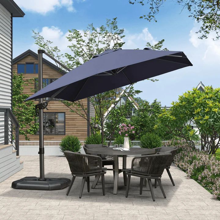 PURPLE LEAF Affordable Patio Umbrella with Base, Square and Rectangular Outdoor Umbrella
