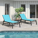 PURPLE LEAF Extra Large 2 Pieces Outdoor Aluminum Chaise Lounge Chair with Wheels - Purple Leaf Garden