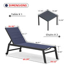 PURPLE LEAF Extra Large 2 Pieces Outdoor Aluminum Chaise Lounge Chair with Wheels - Purple Leaf Garden