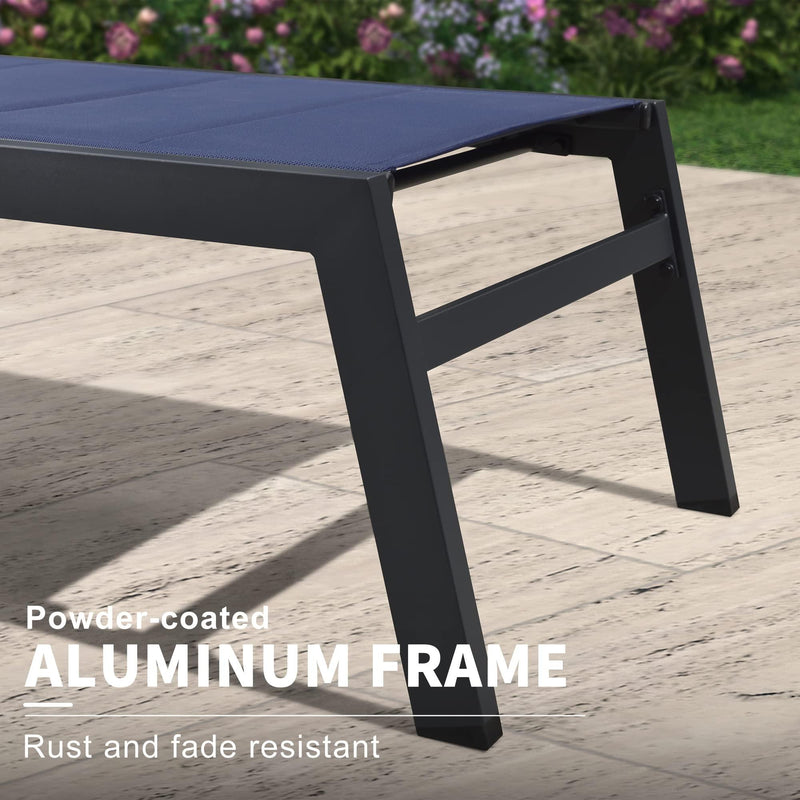 PURPLE LEAF Extra Large 2 Pieces Outdoor Aluminum Chaise Lounge Chair with Wheels - Purple Leaf Garden