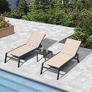 PURPLE LEAF Extra Large 2 Pieces Outdoor Aluminum Chaise Lounge Chair with Wheels - Purple Leaf Garden