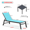 PURPLE LEAF Extra Large 2 Pieces Outdoor Aluminum Chaise Lounge Chair with Wheels - Purple Leaf Garden