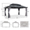 PURPLE LEAF Grey Hardtop Gazebo with Heavy Duty Galvanized Steel Double Roof with String Lights