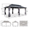 PURPLE LEAF Grey Hardtop Gazebo with Heavy Duty Galvanized Steel Double Roof with String Lights