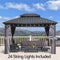 PURPLE LEAF Grey Hardtop Gazebo with Heavy Duty Galvanized Steel Double Roof with String Lights