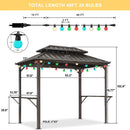 PURPLE LEAF Hardtop Grill Gazebo for Patio Bronze Permanent Metal Roof Outside Sun Shade Outdoor BBQ Canopy with String Lights