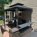 PURPLE LEAF Hardtop Grill Gazebo for Patio Bronze Permanent Metal Roof Outside Sun Shade Outdoor BBQ Canopy with String Lights