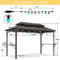 PURPLE LEAF Hardtop Grill Gazebo for Patio Bronze Permanent Metal Roof Outside Sun Shade Outdoor BBQ Canopy with String Lights